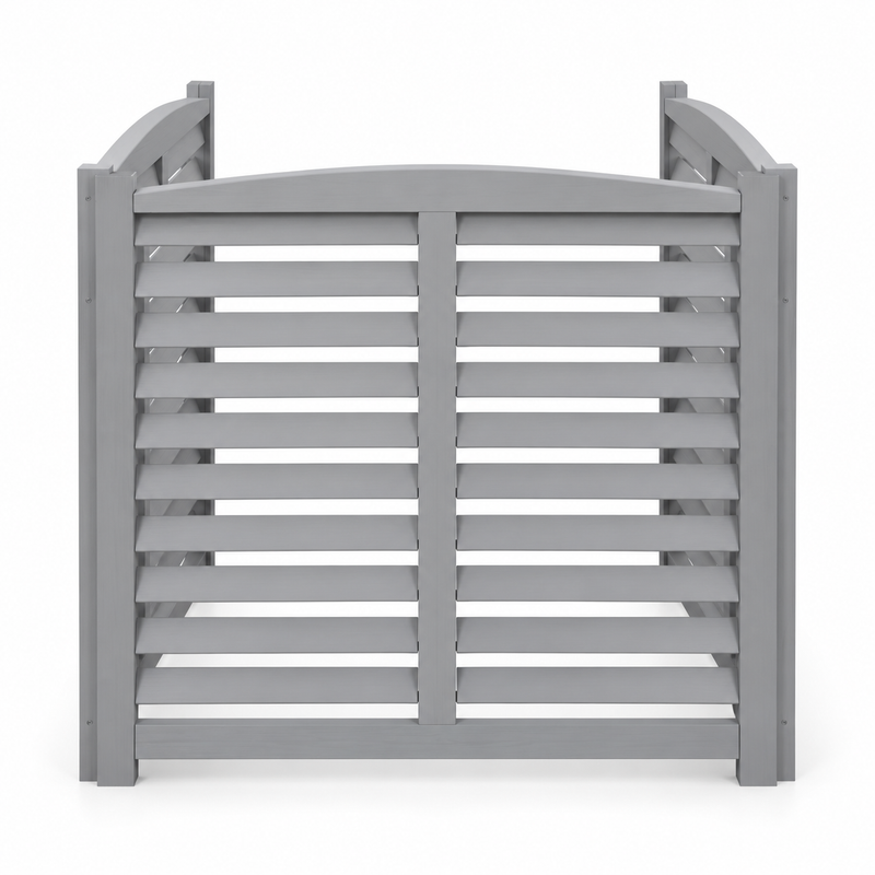 3-Panel Wood Privacy Screen, 32 × 38-in. Panels, Gray, front view on white