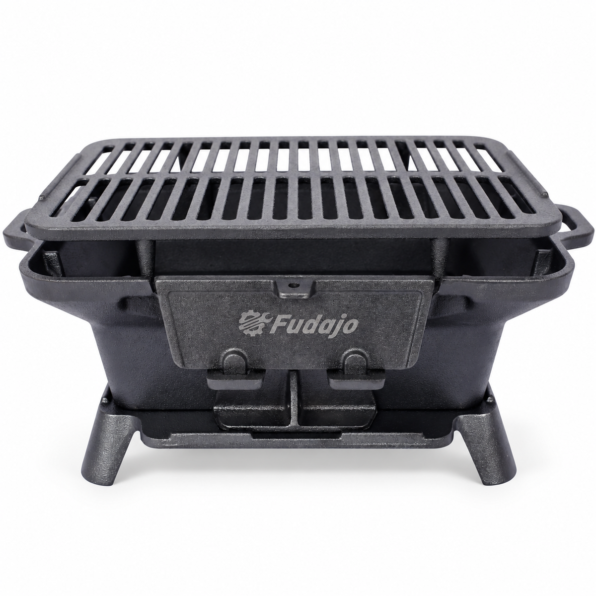 16-in. Cast Iron Charcoal Tabletop Grill, Black, front view on white