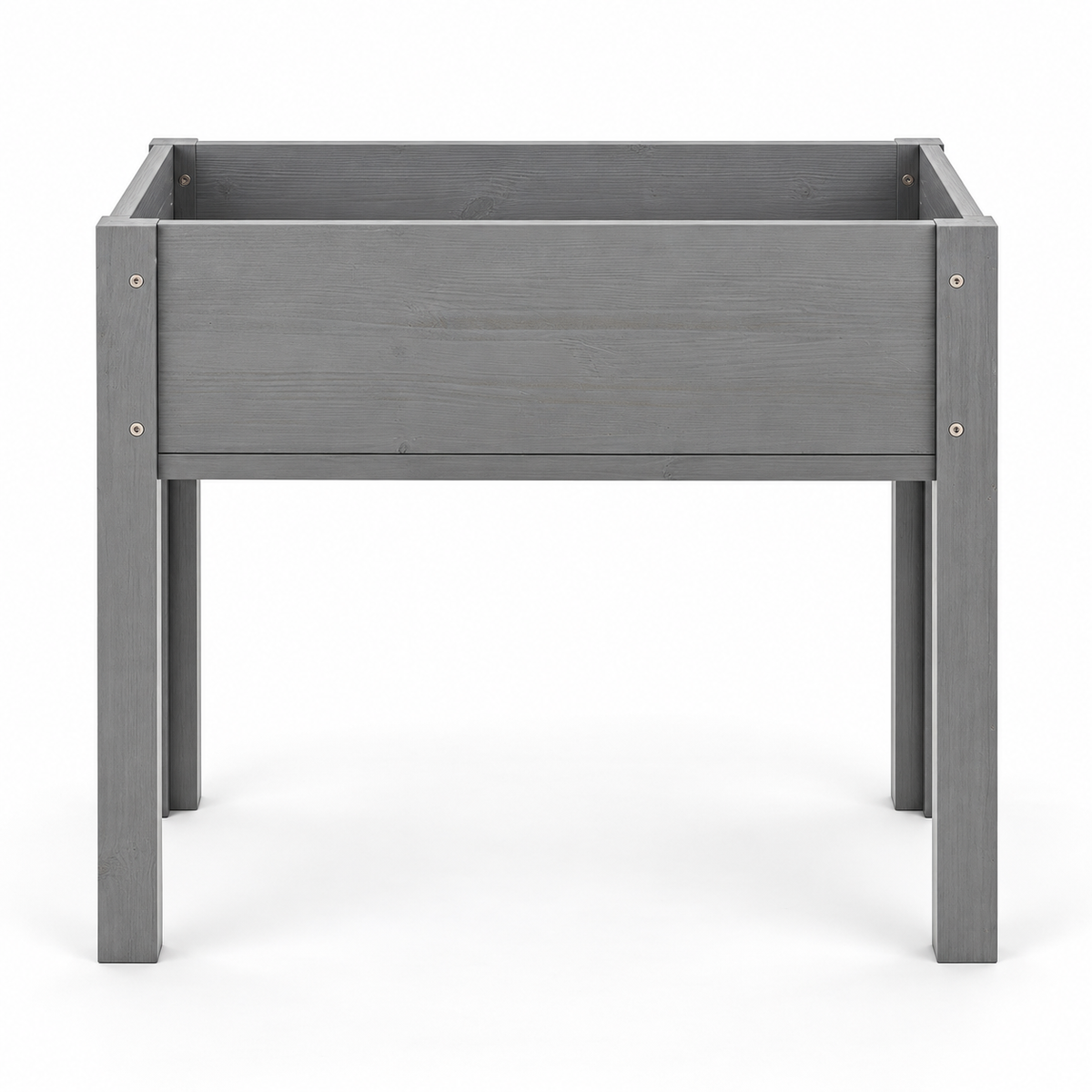 31-Inch Elevated Wood Planter Box with Legs, Gray, front view on white