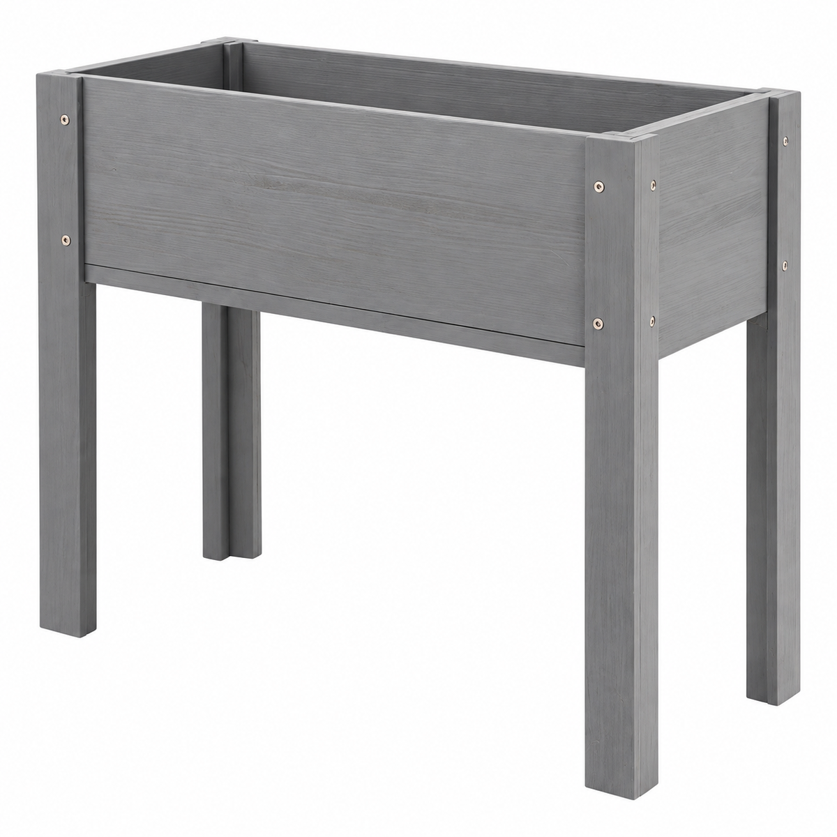 31-Inch Elevated Wood Planter Box with Legs, Gray, right-front view on white