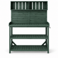 65-in. Wood Potting Bench with Shelves, Forest Green, front view on white