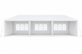 10 × 30-ft. Party Canopy with 5 Sidewalls, White, front view on white