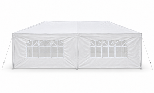 10 × 20-ft. Party Canopy with 6 Sidewalls, White, front view on white