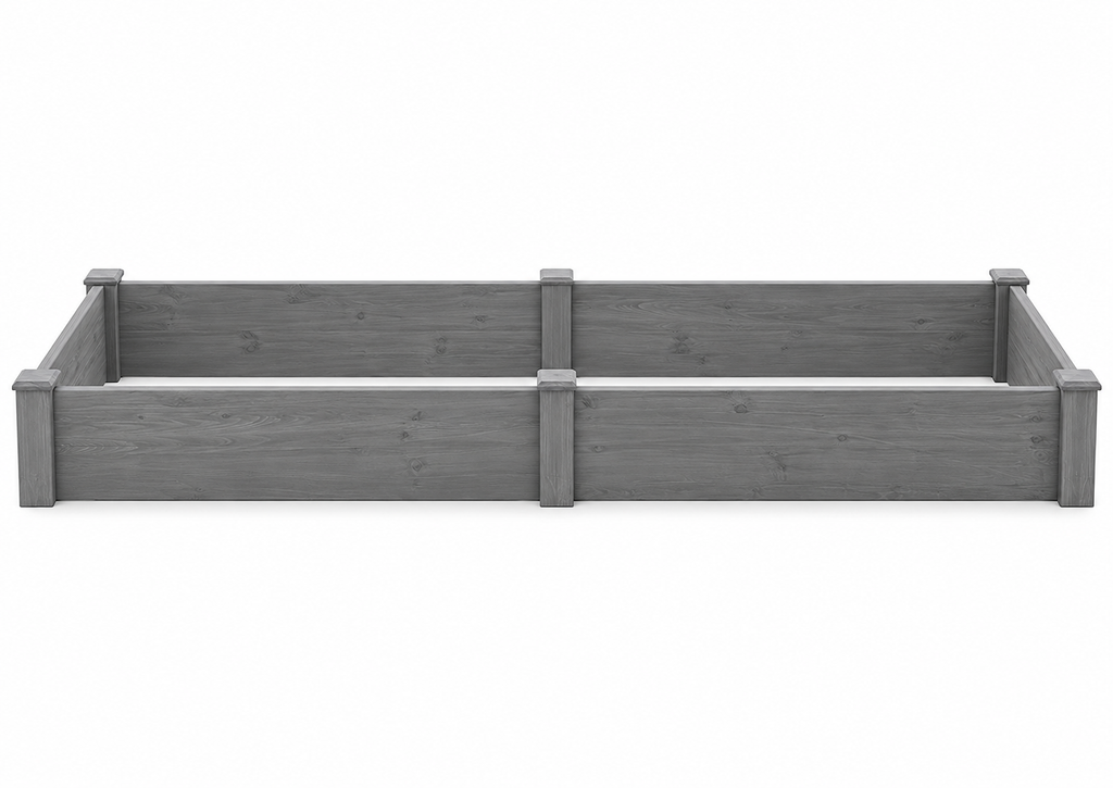 96 x 28-Inch Wood Raised Garden Bed, Gray, front view on white