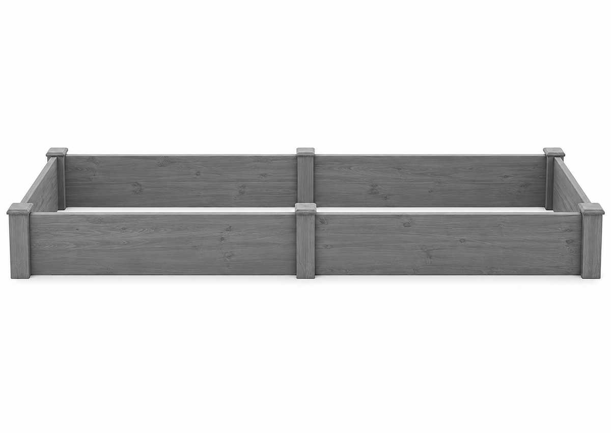 96 x 28-Inch Wood Raised Garden Bed, Gray, front view on white