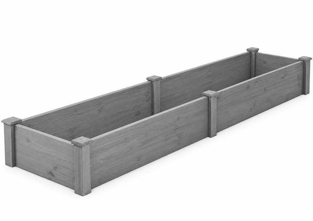 96 x 28-Inch Wood Raised Garden Bed, Gray, left-front view on white