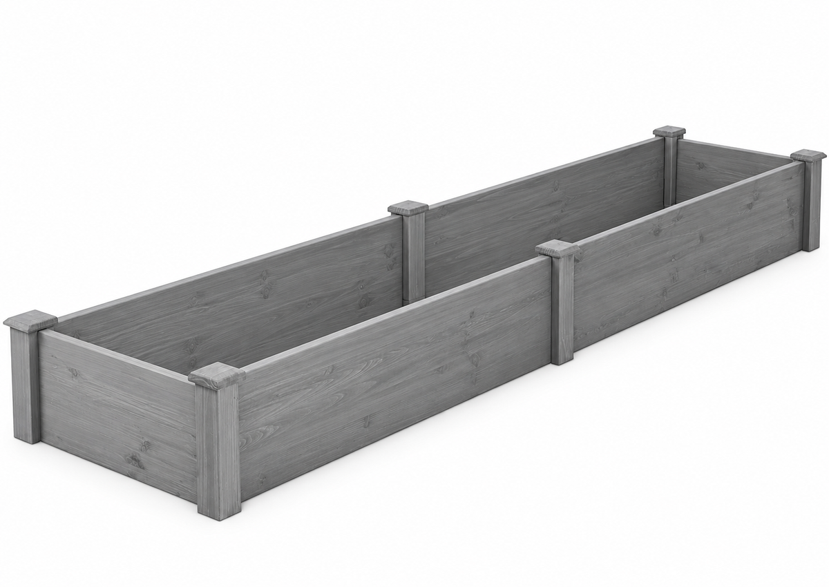 96 x 28-Inch Wood Raised Garden Bed, Gray, left-front view on white