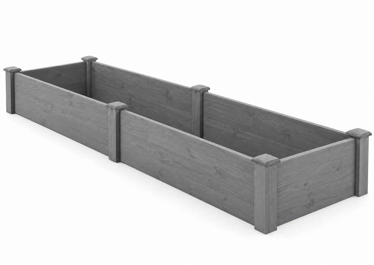 96 x 28-Inch Wood Raised Garden Bed, Gray, right-front view on white
