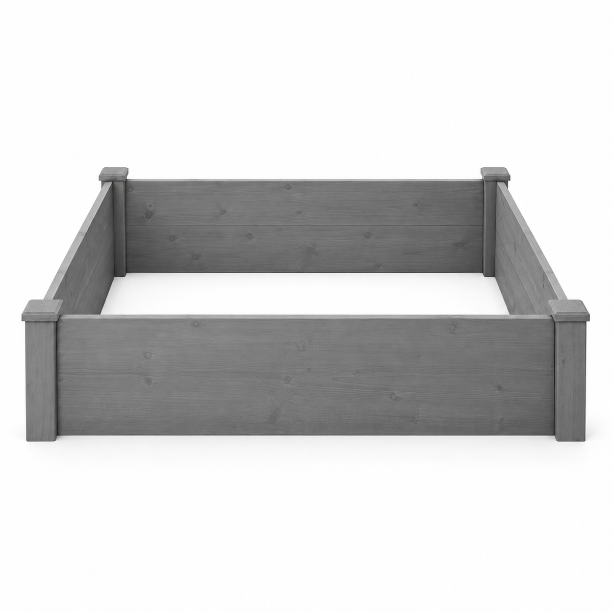 48 x 48-Inch Wood Raised Garden Bed, Gray, front view on white