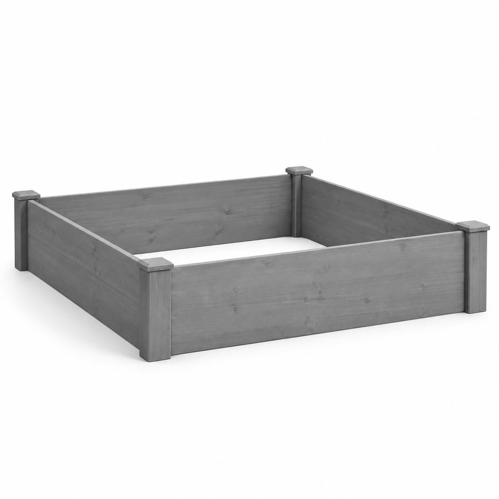 48 x 48-Inch Wood Raised Garden Bed, Gray, left-front view on white