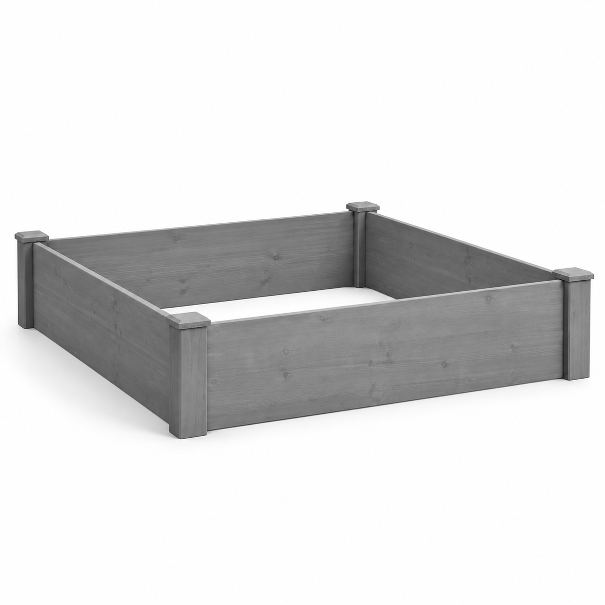 48 x 48-Inch Wood Raised Garden Bed, Gray, left-front view on white