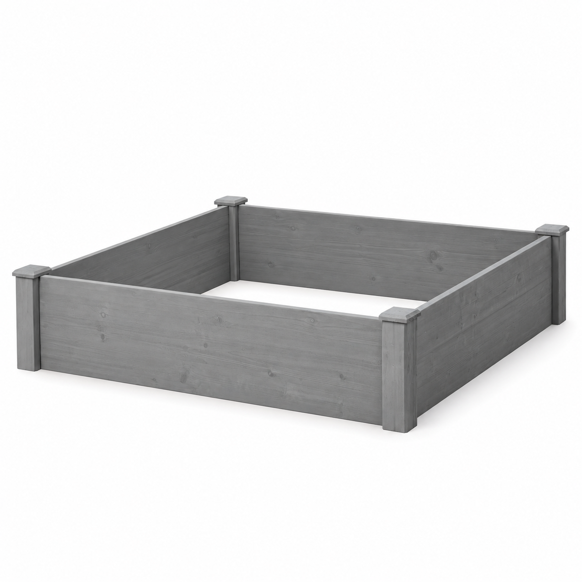 48 x 48-Inch Wood Raised Garden Bed, Gray, right-front view on white