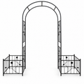 86.6-in. Iron Garden Arch with Two Planter Stands, front view on white