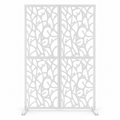 72-in. Bird and Branch Metal Privacy Screen, White, front view on white