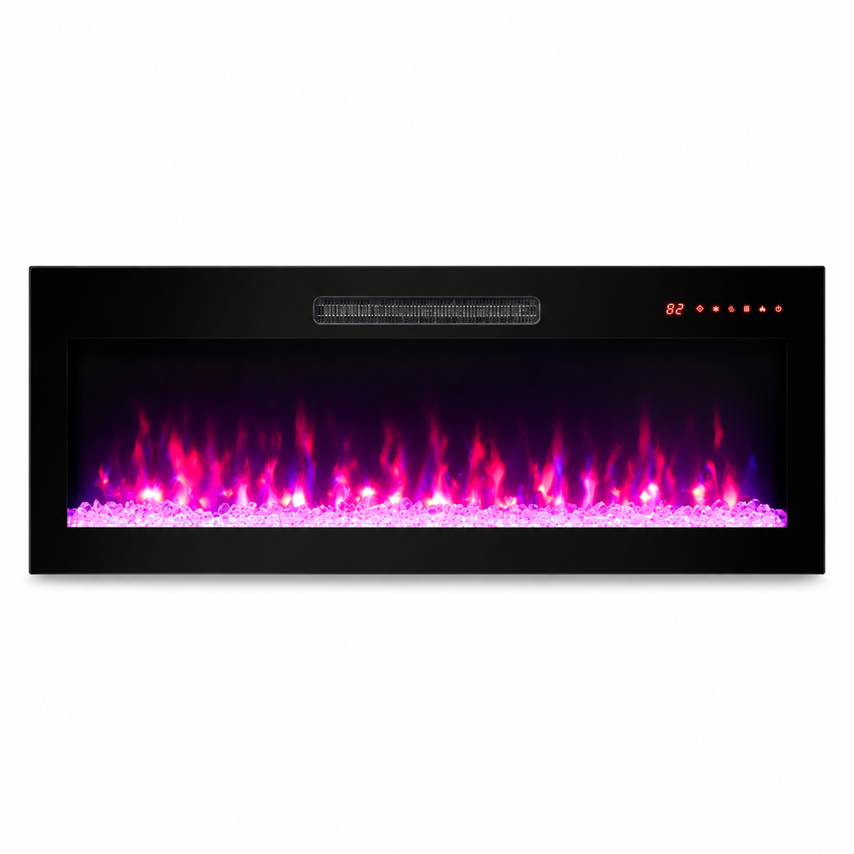 42-Inch Slim Electric Fireplace with Remote, Black, front view on white