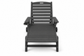HDPE Chaise Lounge with Wheels and Cup Holder, Black, front view on white