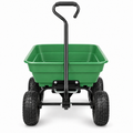 55L Garden Dump Cart with Pneumatic Tires, Green, front view on white