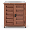 31.5-in. Wood Potting Cabinet with Metal Top, Brown, front view on white