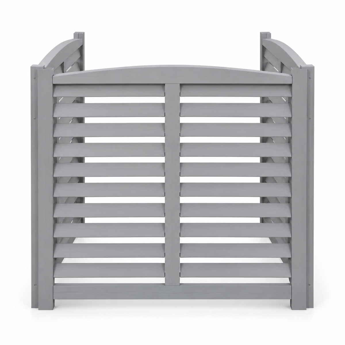 3-Panel Wood Privacy Screen, 32 × 38-in. Panels, Gray, front view on white
