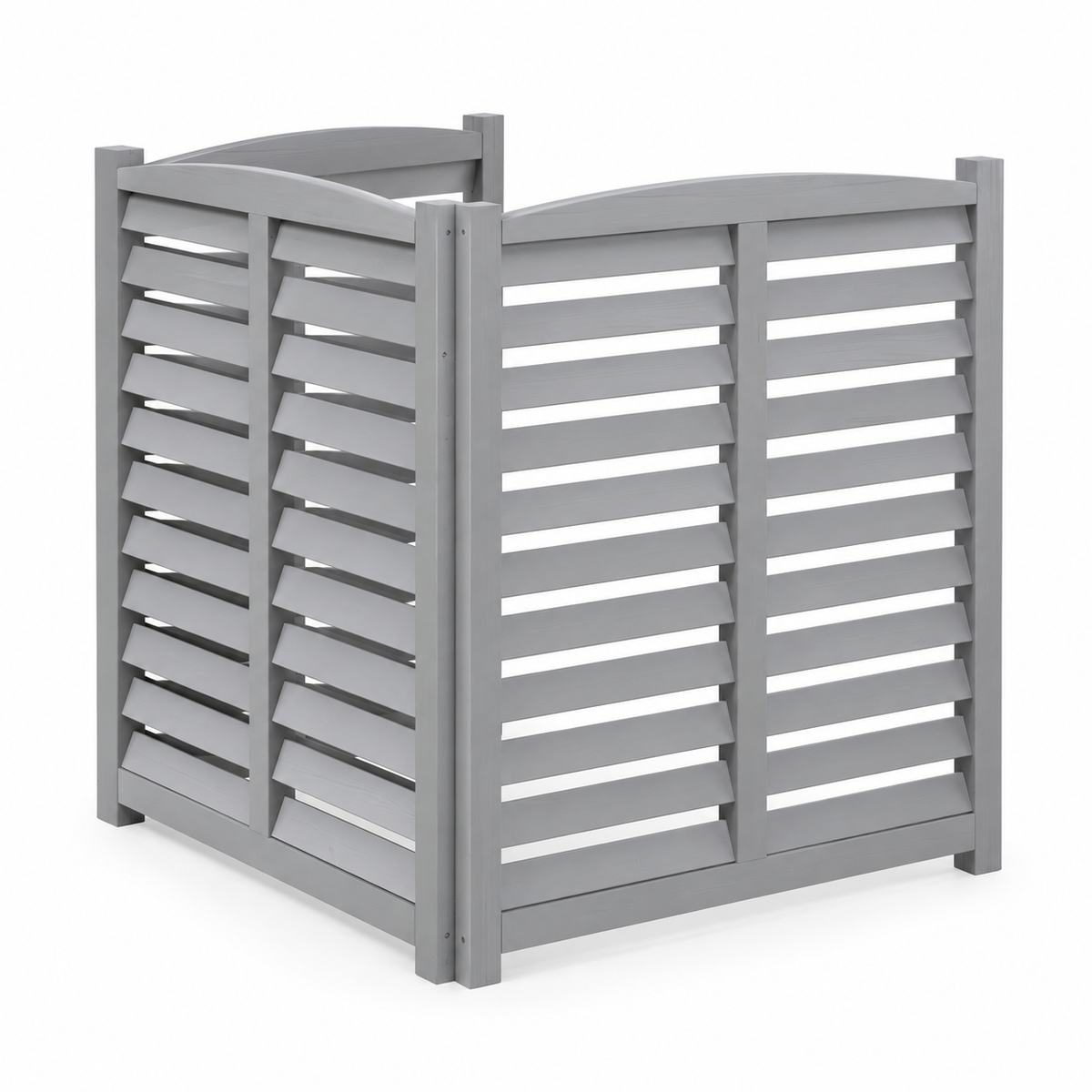 3-Panel Wood Privacy Screen, 32 × 38-in. Panels, Gray, left-front view on white