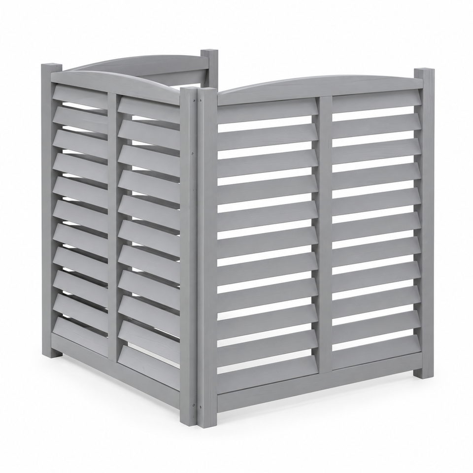 3-Panel Wood Privacy Screen, 32 × 38-in. Panels, Gray, left-front view on white