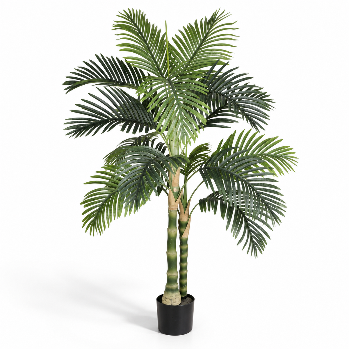 5-Foot Artificial Golden Cane Palm Tree with Pot, left-front view on white