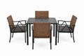 5-Piece Wicker Patio Dining Set with Steel Table, front view on white