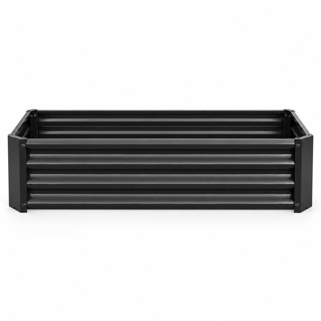 4 x 2 x 1-Foot Metal Raised Garden Bed, Black, front view on white
