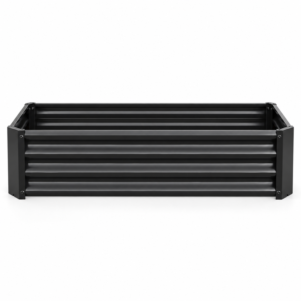 4 x 2 x 1-Foot Metal Raised Garden Bed, Black, front view on white