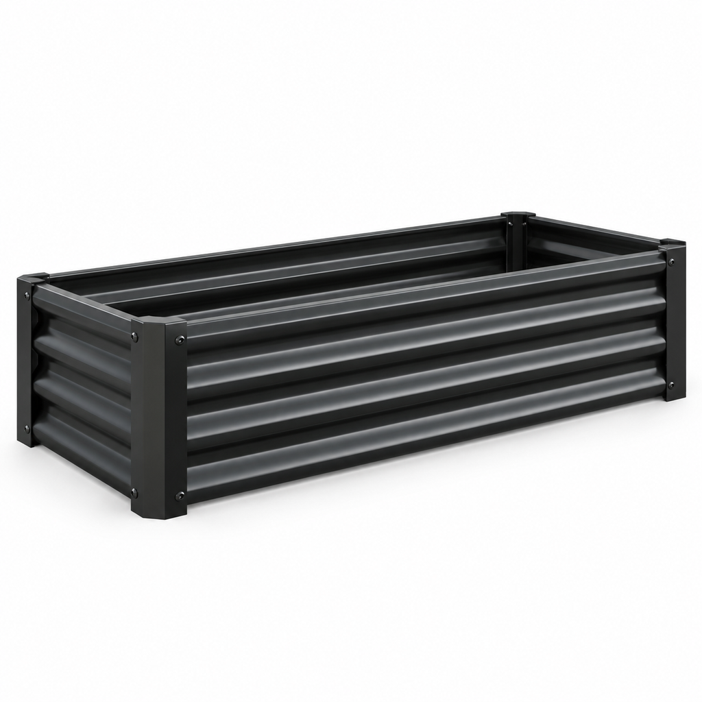 4 x 2 x 1-Foot Metal Raised Garden Bed, Black, left-front view on white