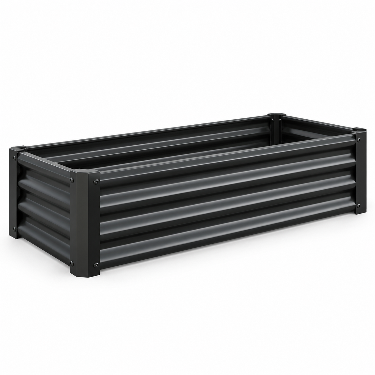 4 x 2 x 1-Foot Metal Raised Garden Bed, Black, left-front view on white