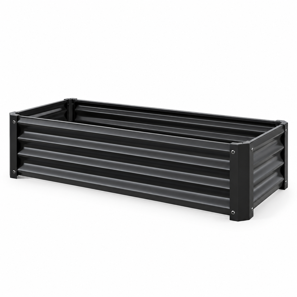 4 x 2 x 1-Foot Metal Raised Garden Bed, Black, right-front view on white