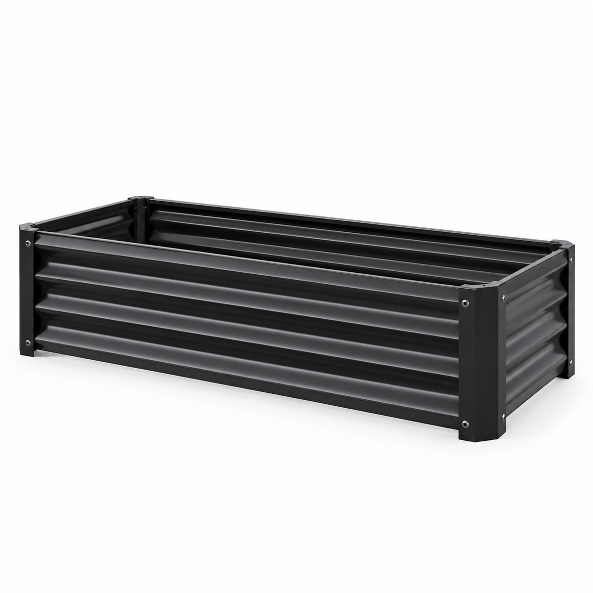 4 x 2 x 1-Foot Metal Raised Garden Bed, Black, right-front view on white