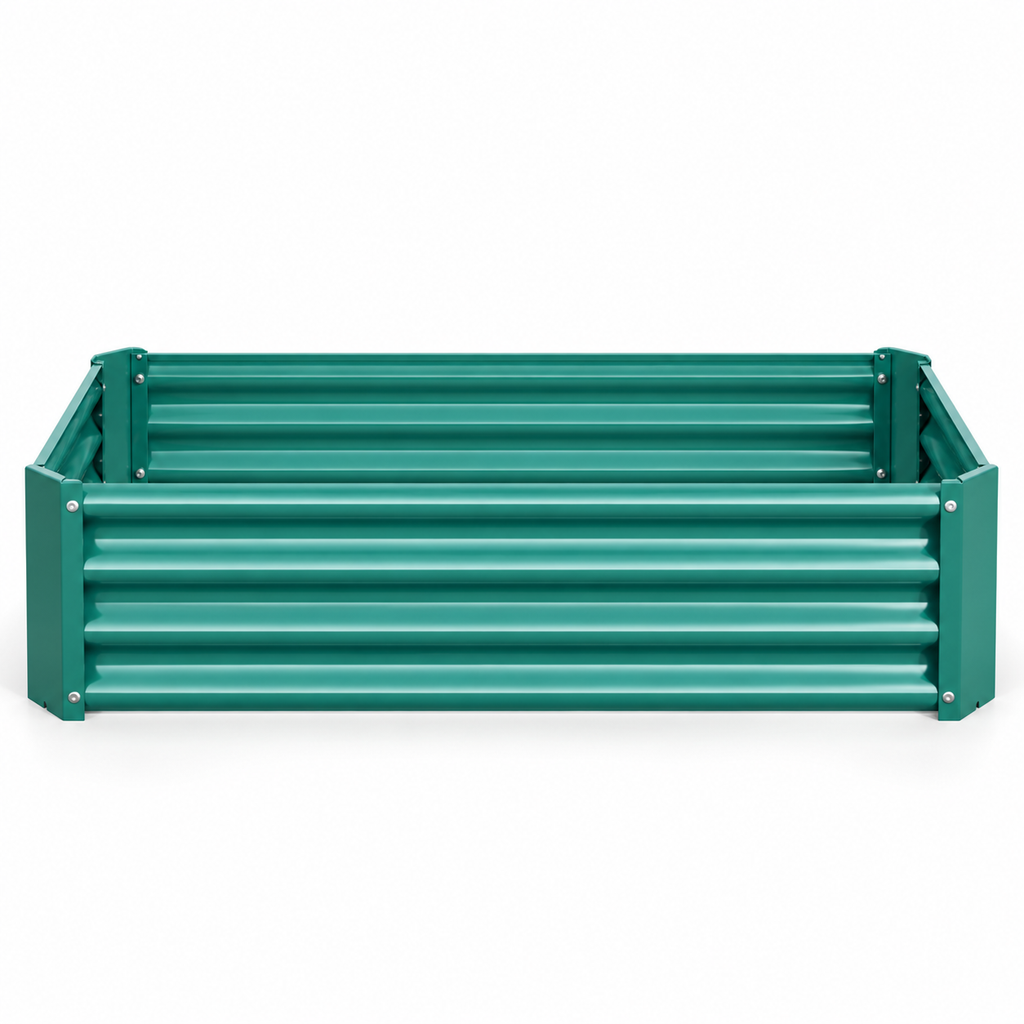 4 x 2 x 1-Foot Metal Raised Garden Bed, Green, front view on white