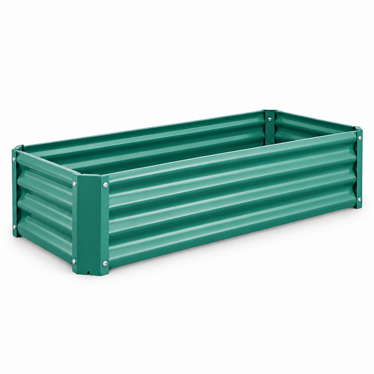 4 x 2 x 1-Foot Metal Raised Garden Bed, Green, left-front view on white