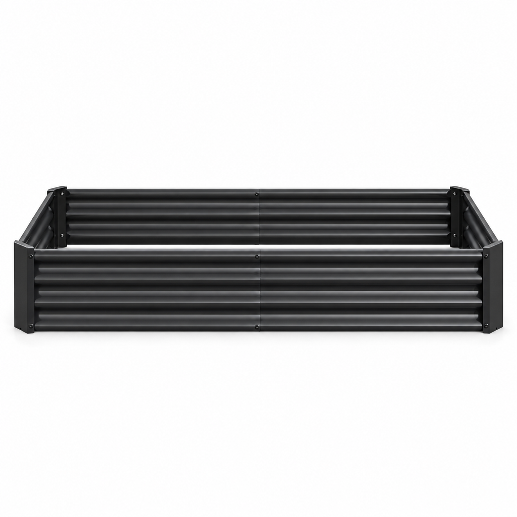6 x 3 x 1-Foot Metal Raised Garden Bed, Black, front view on white