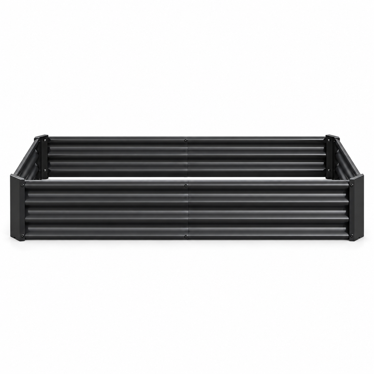 6 x 3 x 1-Foot Metal Raised Garden Bed, Black, front view on white