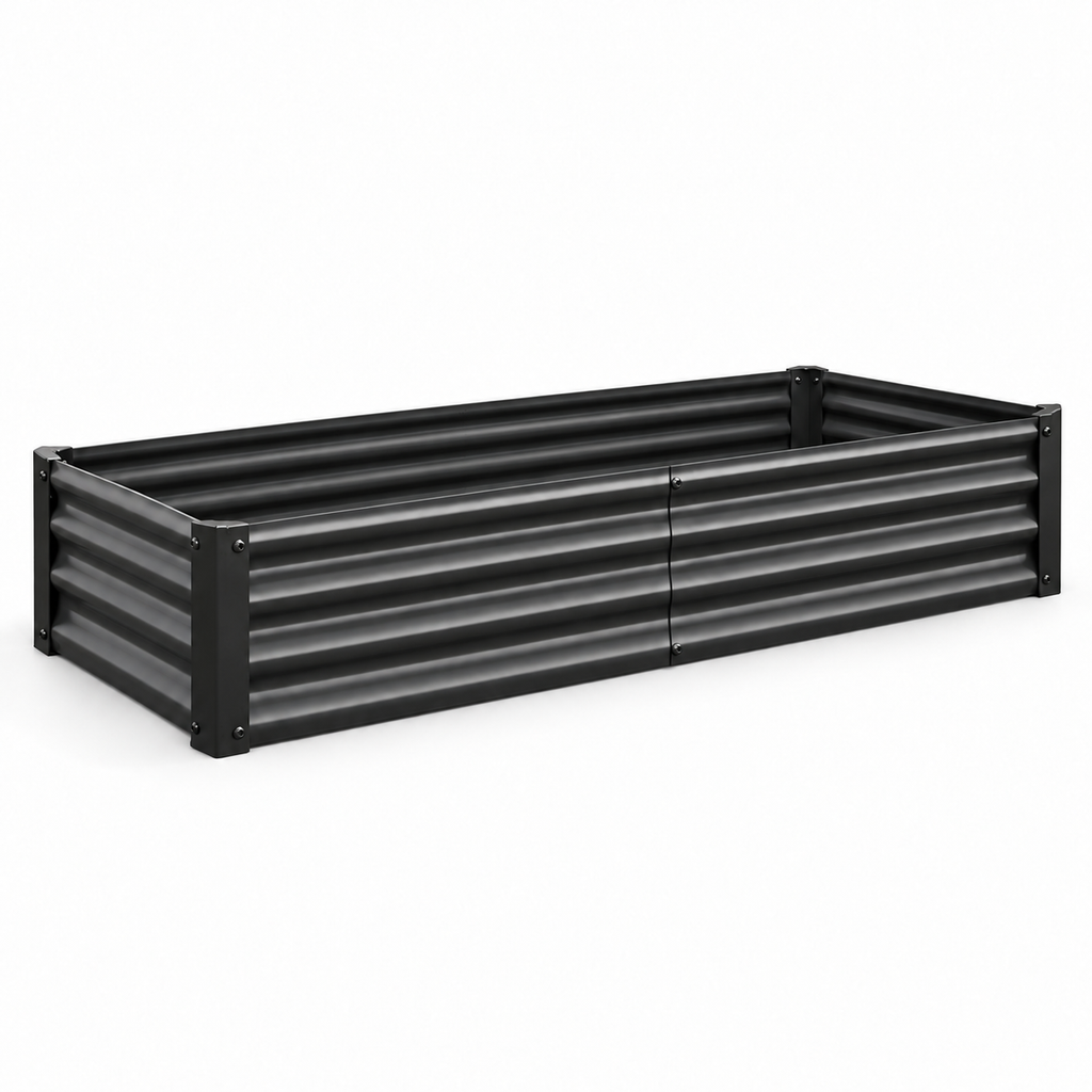 6 x 3 x 1-Foot Metal Raised Garden Bed, Black, left-front view on white