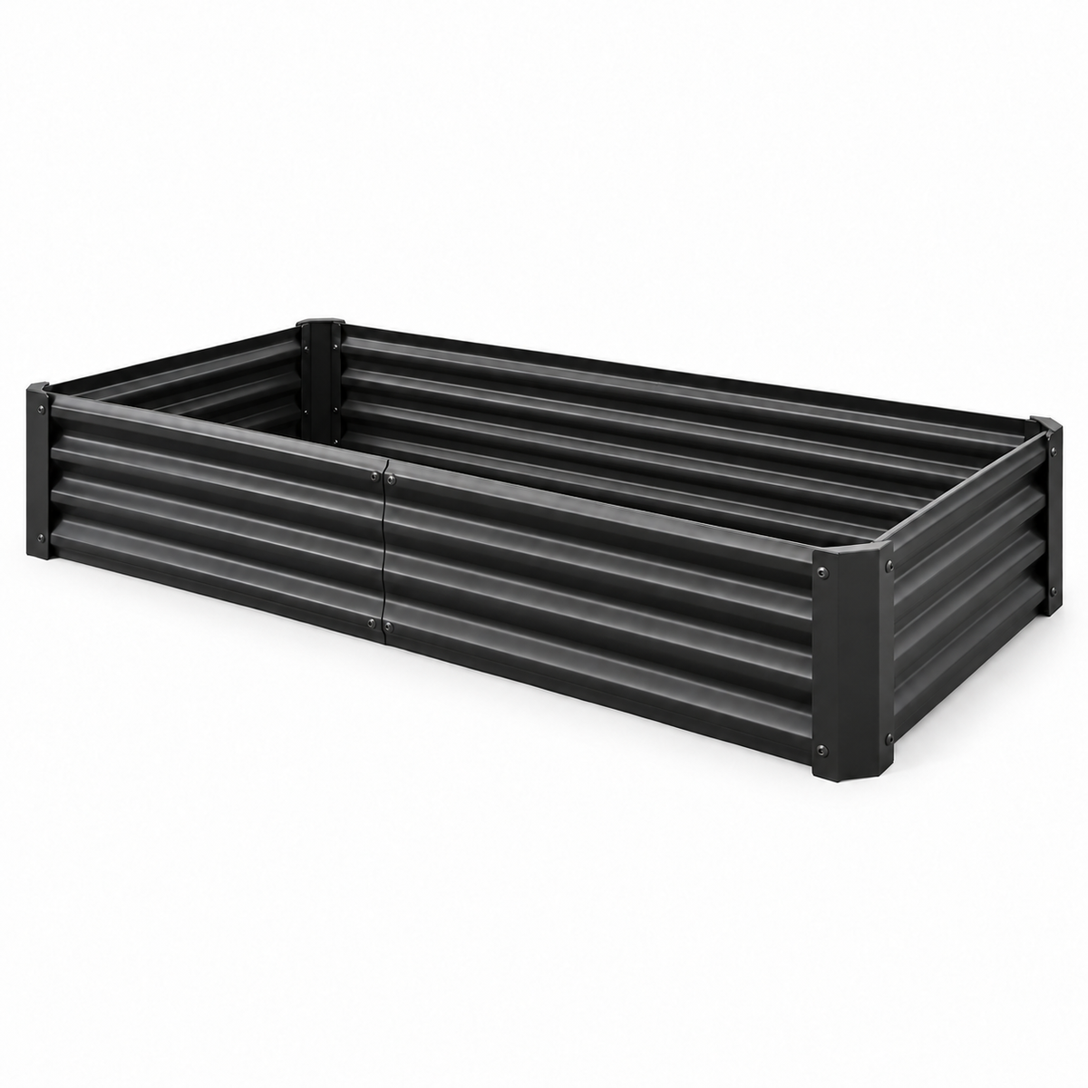 6 x 3 x 1-Foot Metal Raised Garden Bed, Black, right-front view on white